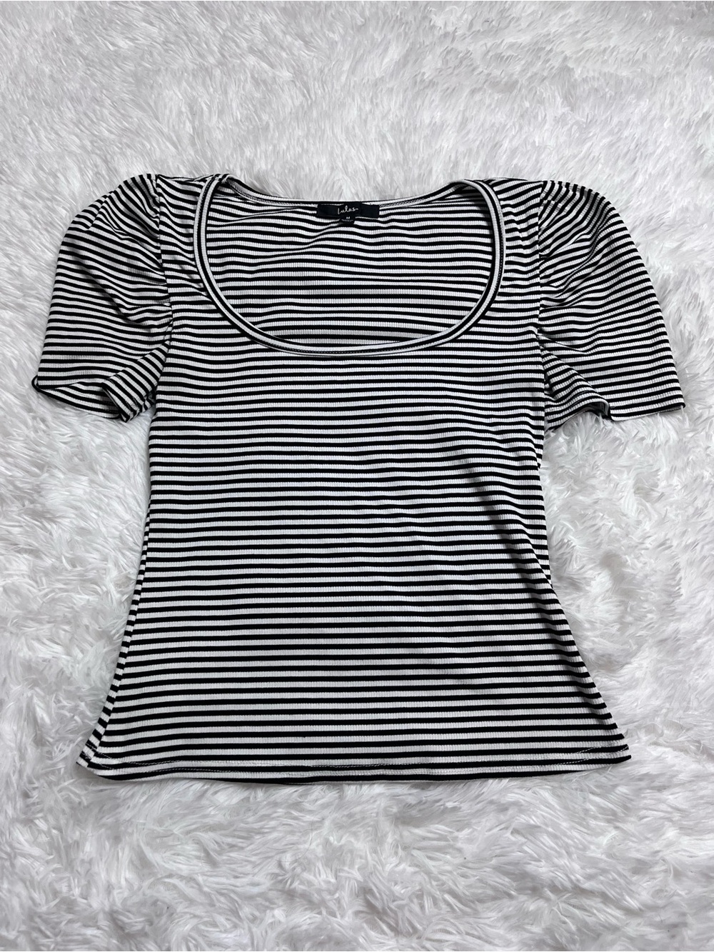 Lulus Striped Scoop Neck Short Sleeve Top